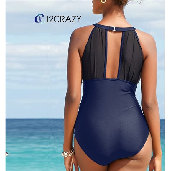 I2CRAZY High Neck Plunge Mesh Ruched Swimsuit  🏝️  NEW WITH TAG!!! - Picture 6 of 15